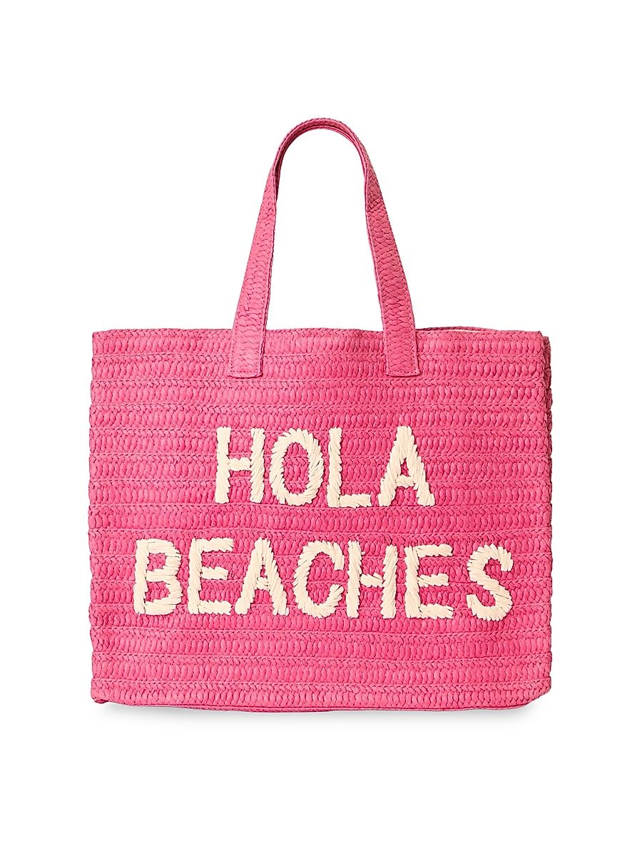 Women's Hola Beaches Straw Tote Bag - Fuschia