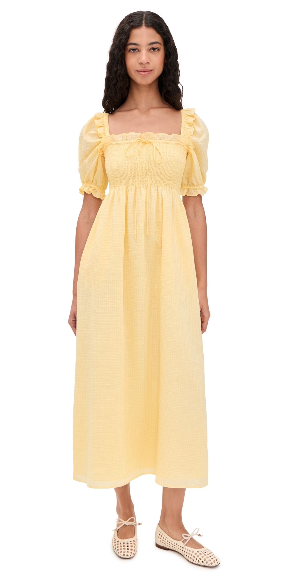 Hill House Home The Scarlett Midi Nap Dress Butter Yellow XS