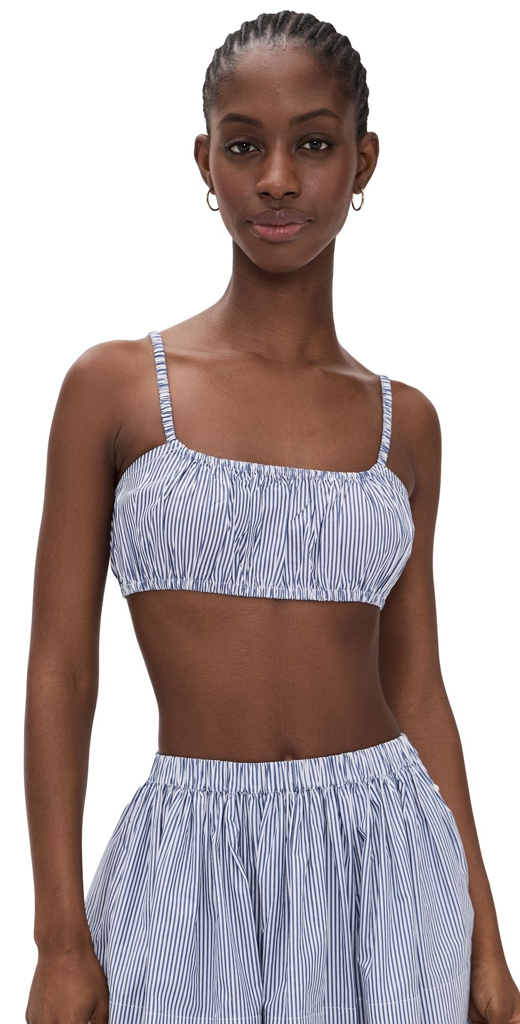 Suzie Kondi Bea Shirred Bra Top Navy Stripe L