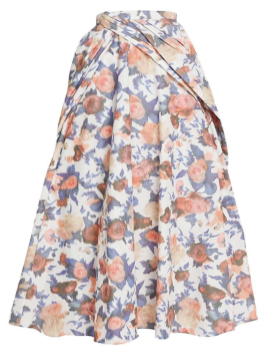 Women's Painted Roses Cocktail Full Skirt - Painted Rose White - Size 2