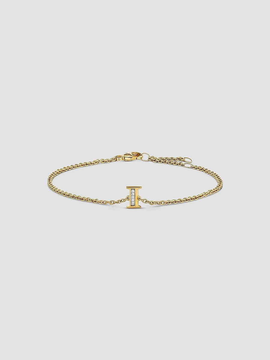 David Yurman Women's Petite Pavé Initial Chain Bracelet in 18K Yellow Gold - Initial A