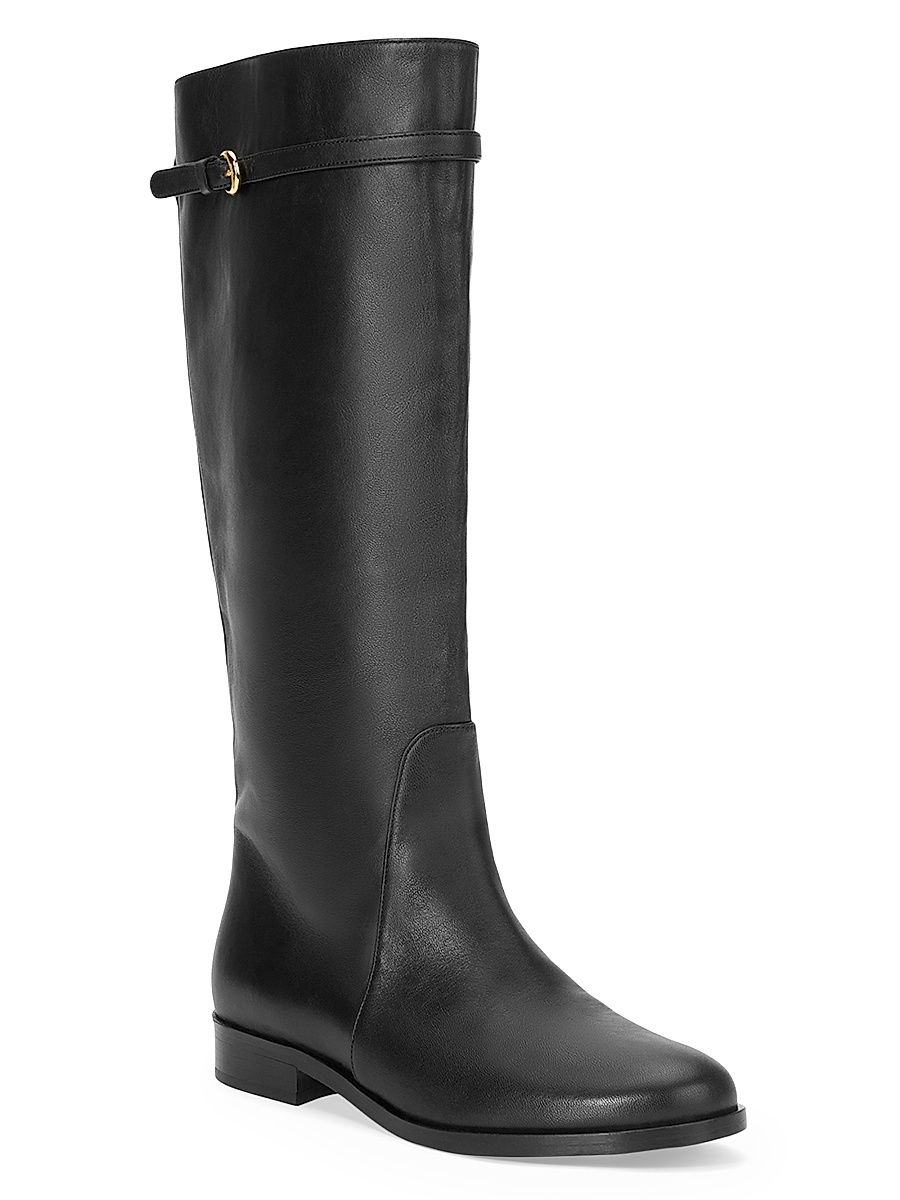 Women's Harlow 55MM Leather Knee-High Riding Boots - Black - Size 10.5
