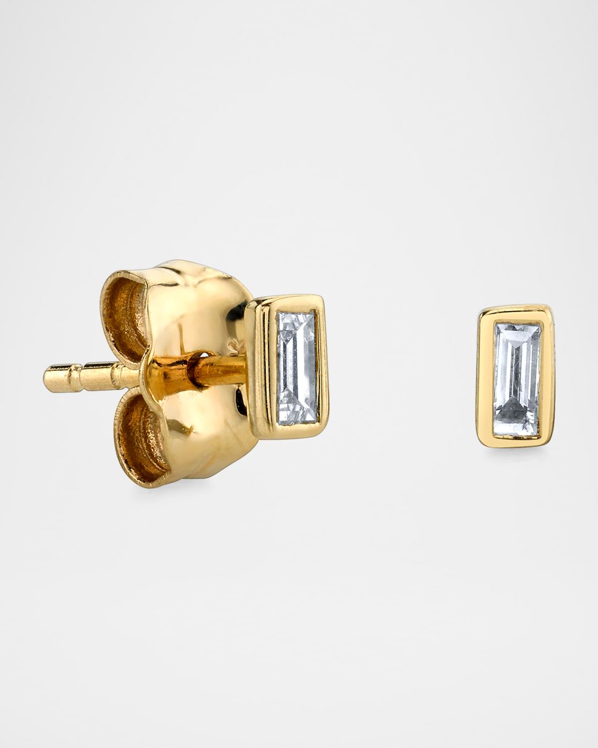 14K Gold Diamond Baguette Stud Earring, Single