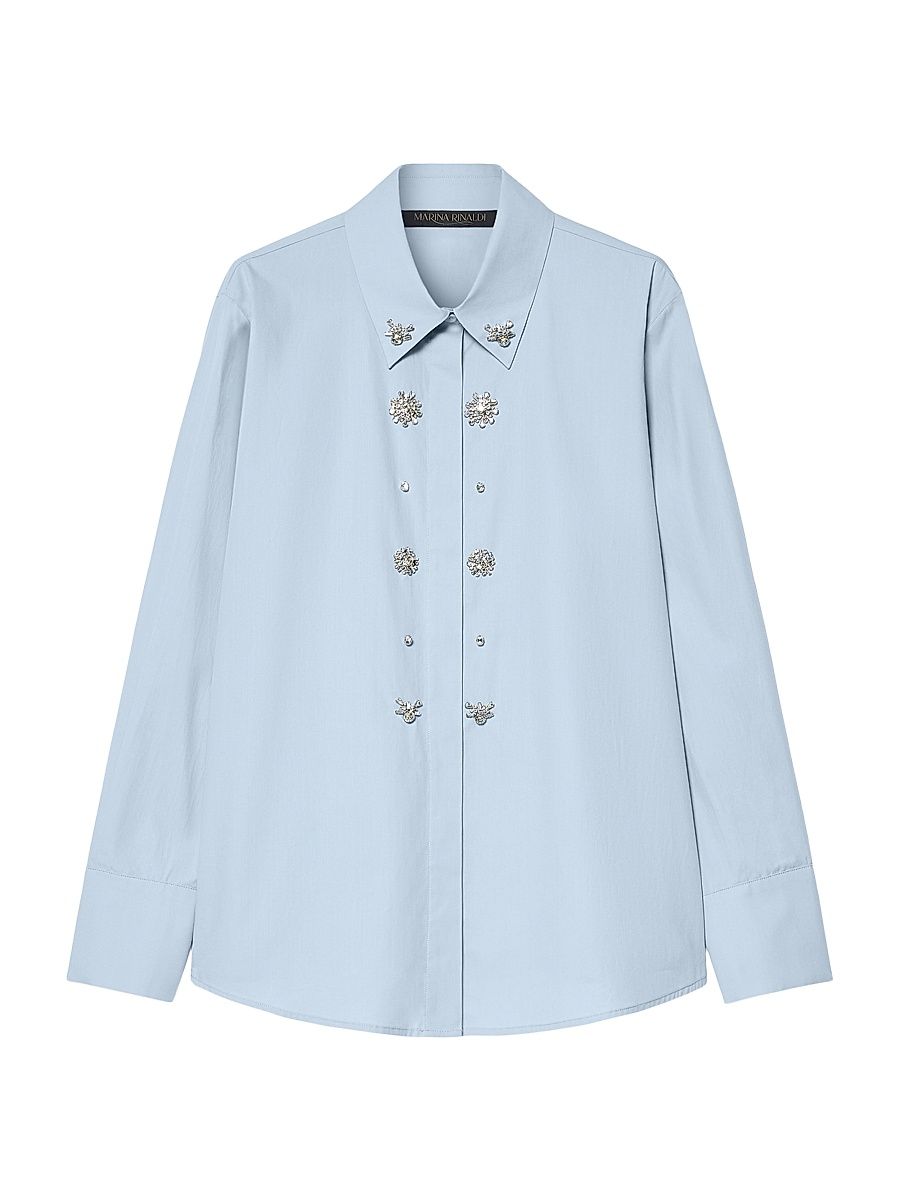 Women's Organic Cotton Poplin Shirt - Sky Blue - Size 22