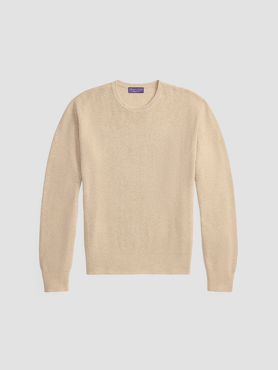 Men's Cotton-Cashmere Crewneck Sweater - Champagne Melange - Size XXL