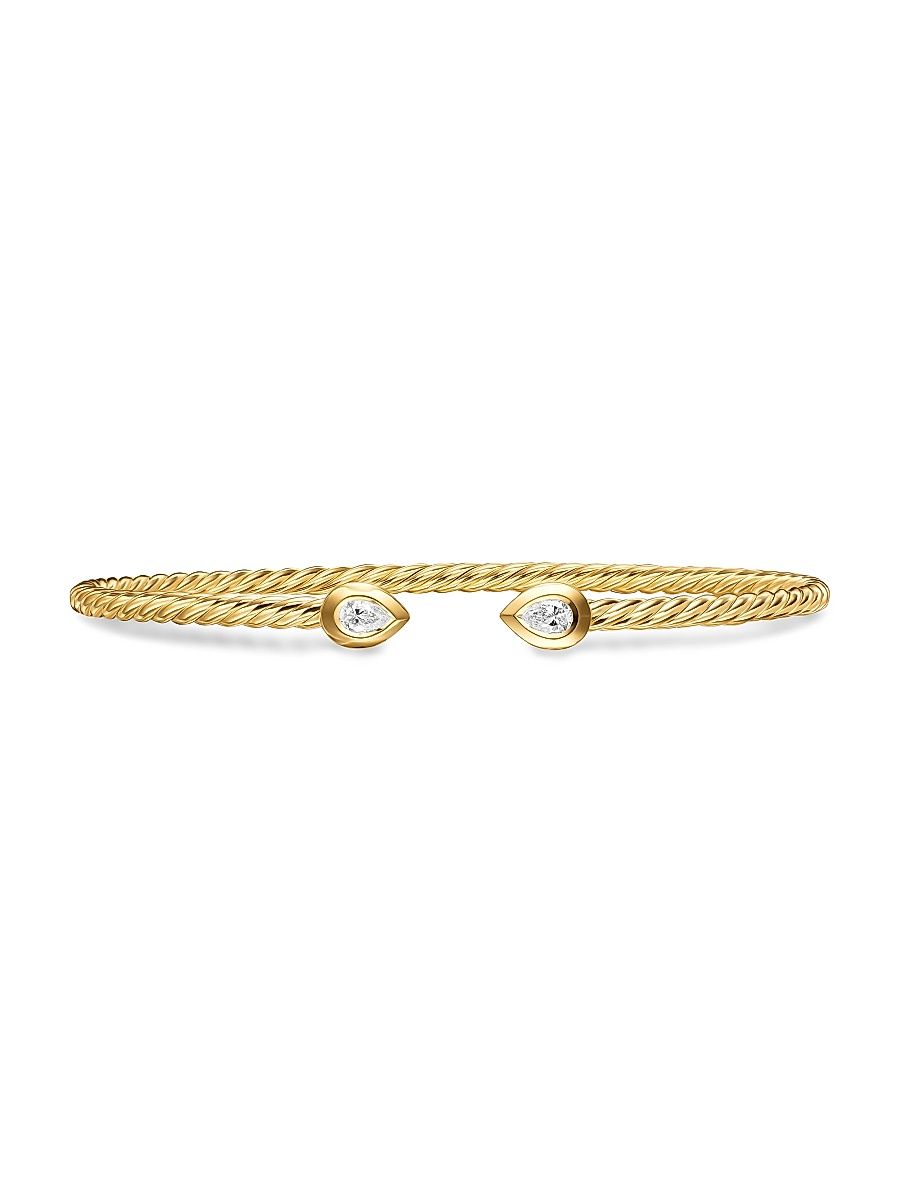 Women's Modern Renaissance Pear Cablespira Bracelet in 18K Yellow Gold - Diamond - Size Medium