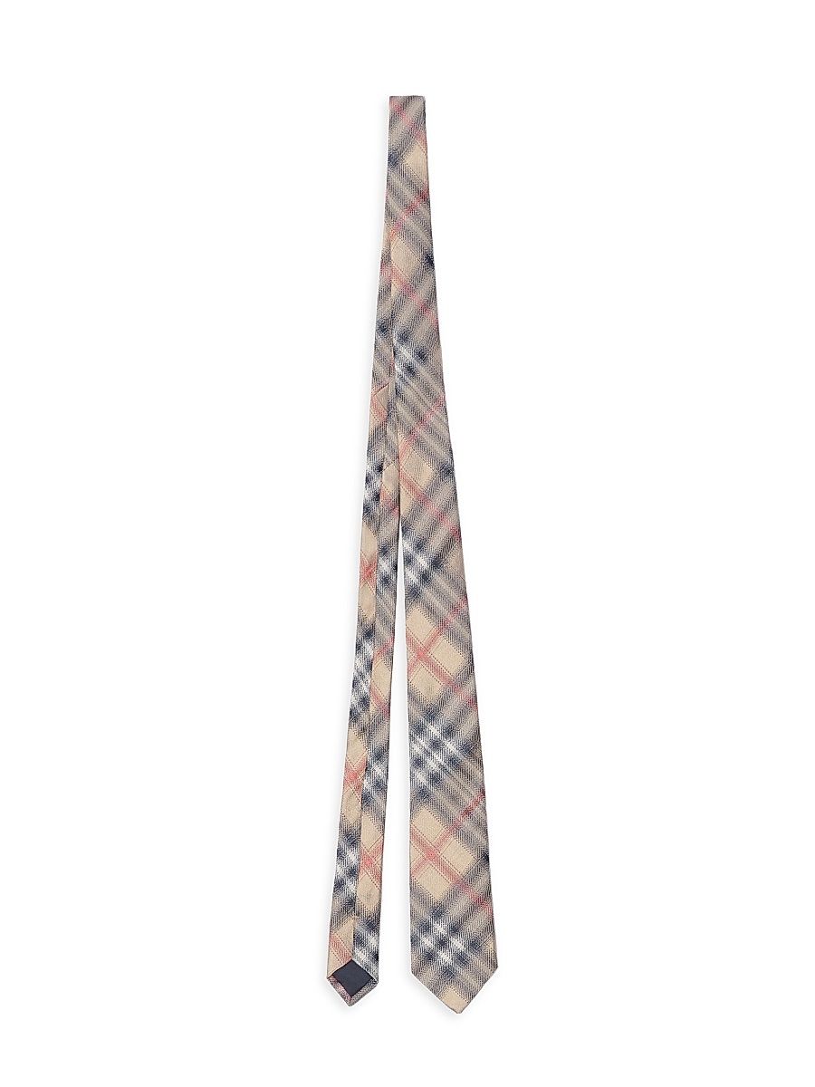Men's Manston Check Silk Tie - Sand Ip Check