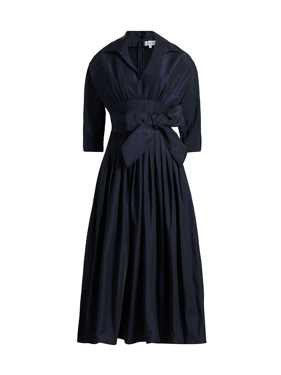 Women's Taffeta Cocktail Midi-Shirtdress - Navy - Size 18
