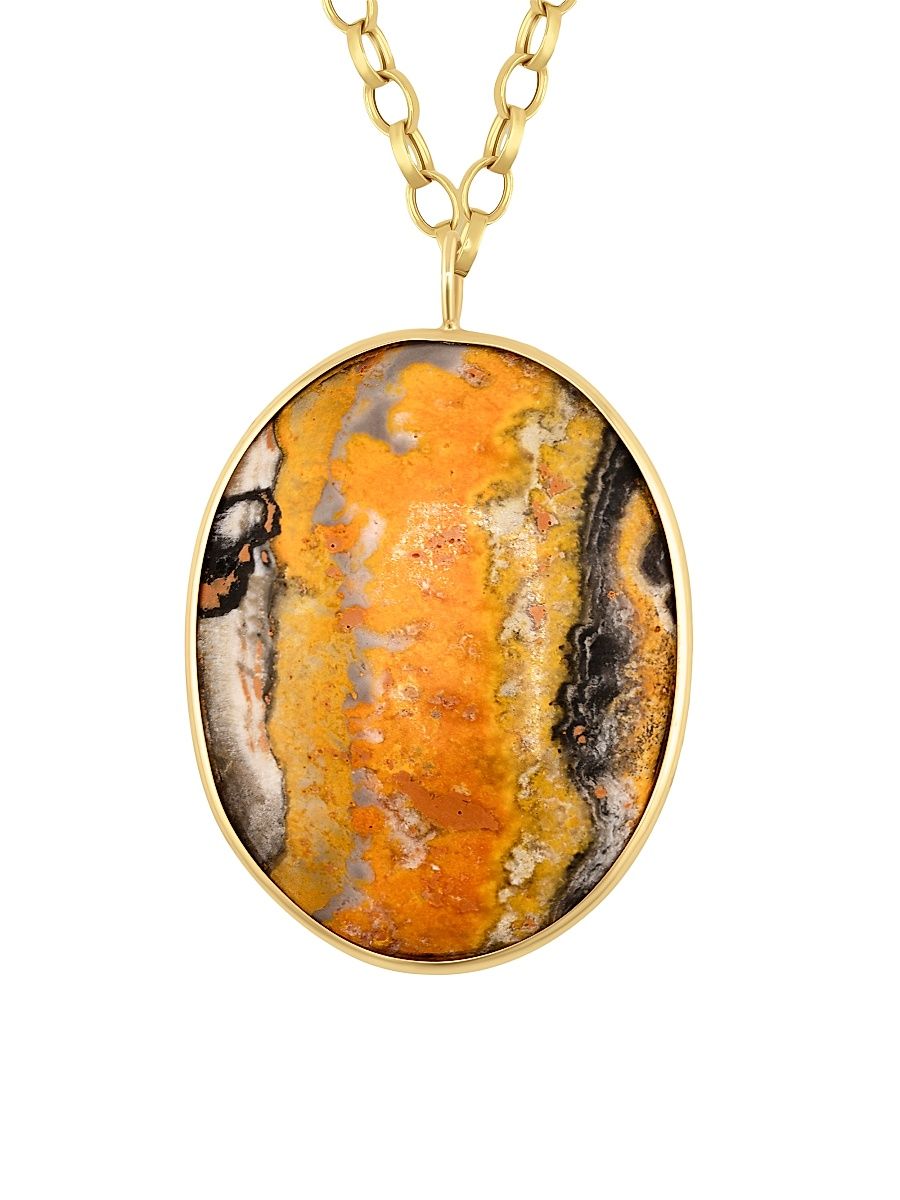 Women's Treasure 14K Yellow Gold & Bumblebee Jasper Pendant Necklace - Yellow