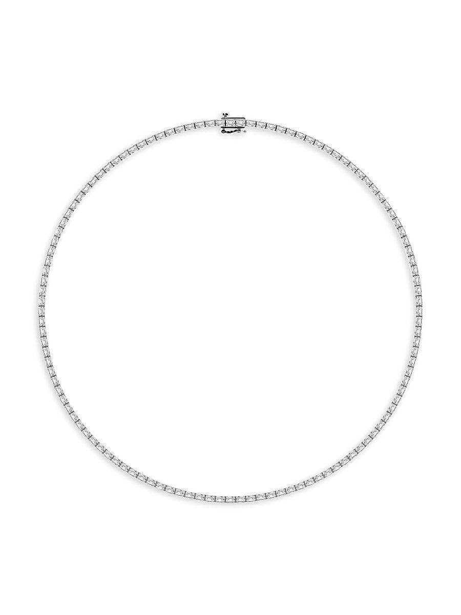 Women's 14K White Gold & 14.50 TCW Lab-Grown Diamond Tennis Necklace - White Gold