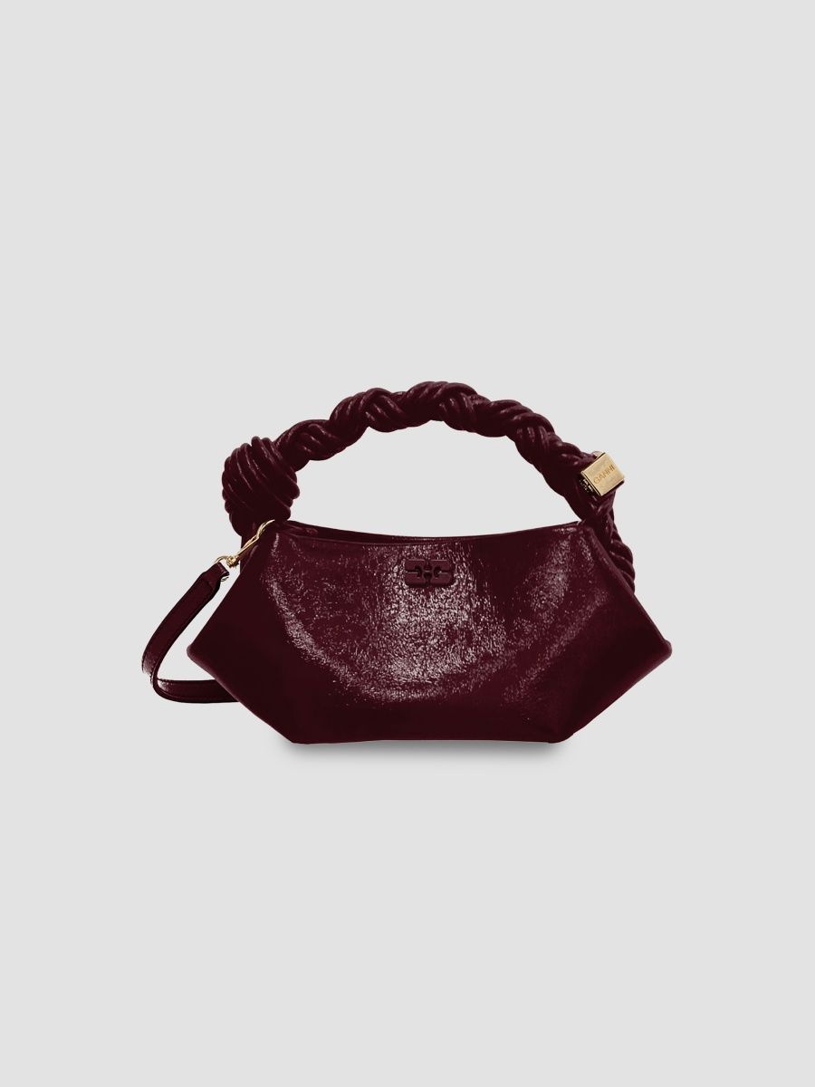 Ganni Women's Bou Mini Logo Top Handle Bag - Burgundy