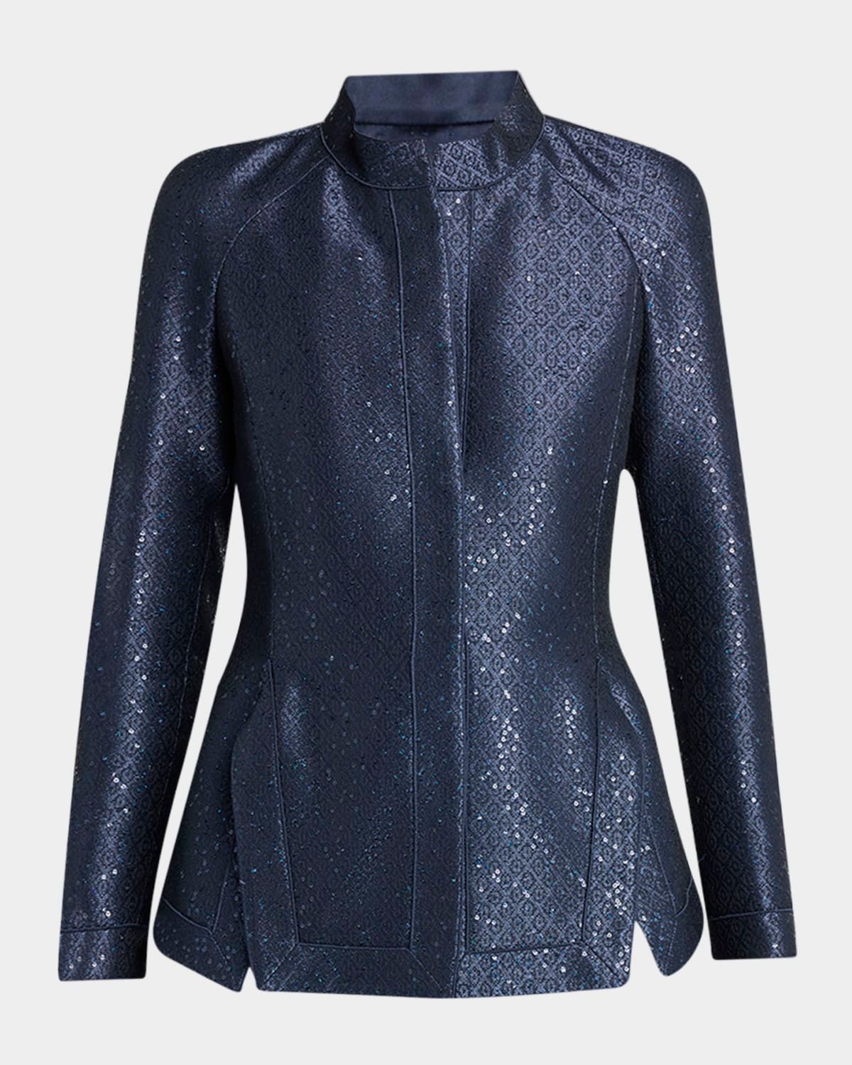 Sequin Jacquard Single-Breasted Evening Jacket