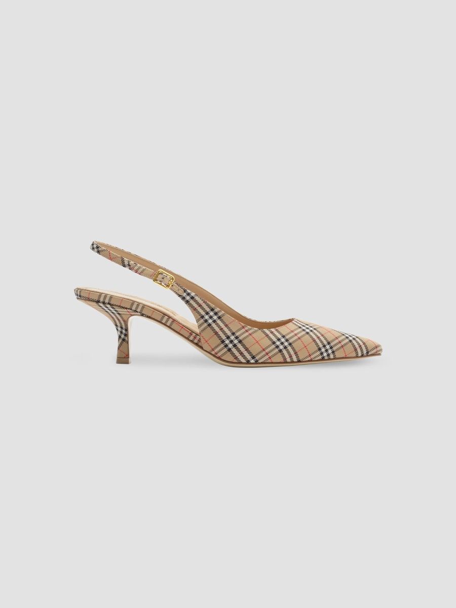 Burberry Women's 55MM Dame Check Slingback Pumps - Archive Beige Chalk - Size 11