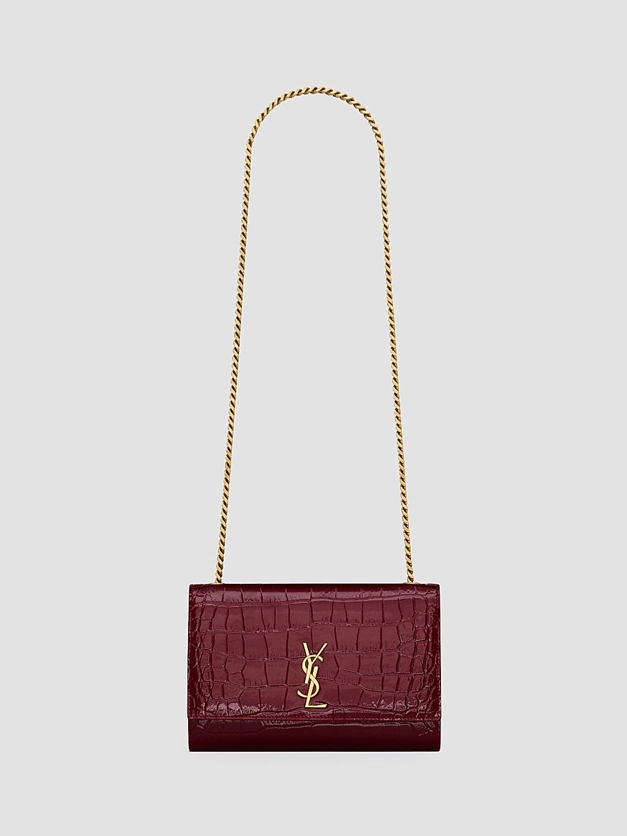 Saint Laurent Women's New Kate Crossbody Bag in Patent Leather - Gloss Burgundy
