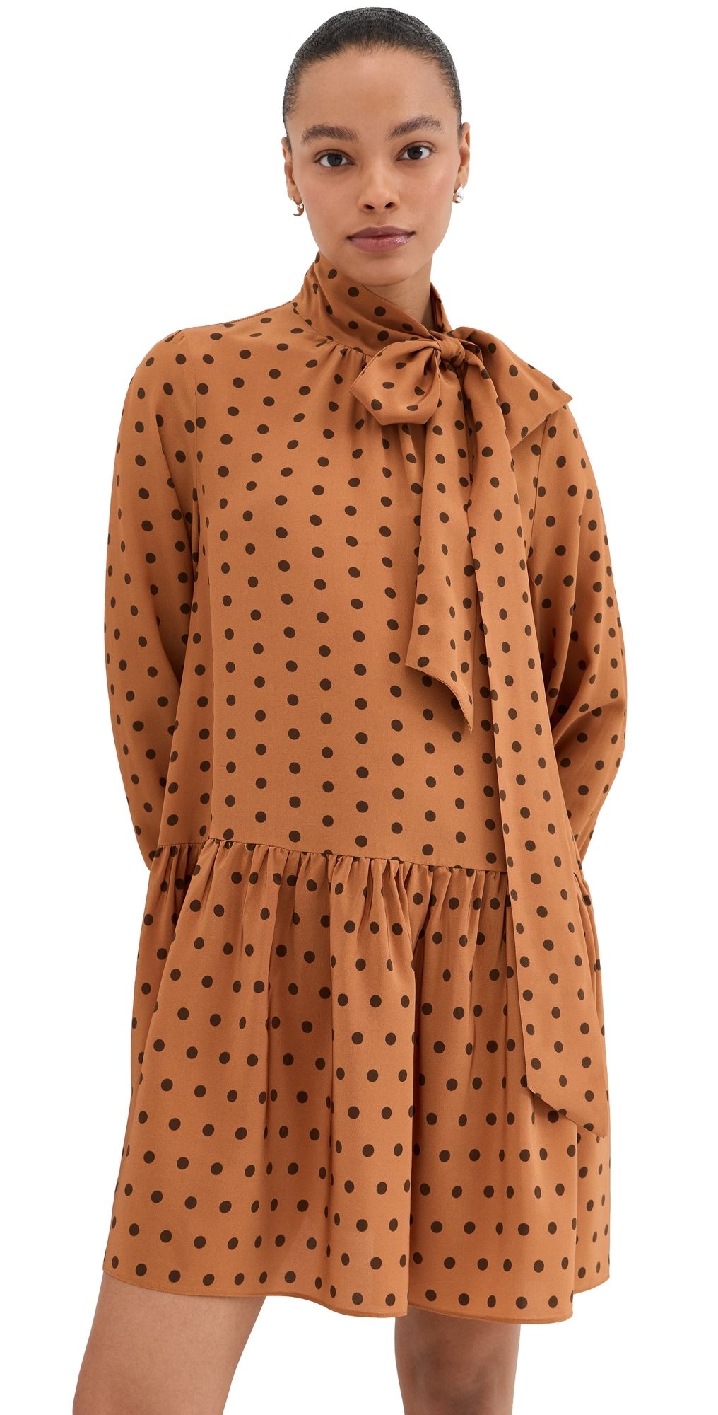FRANÇOISE Johanna Silk Dress Polka Dot Orange Brown 40