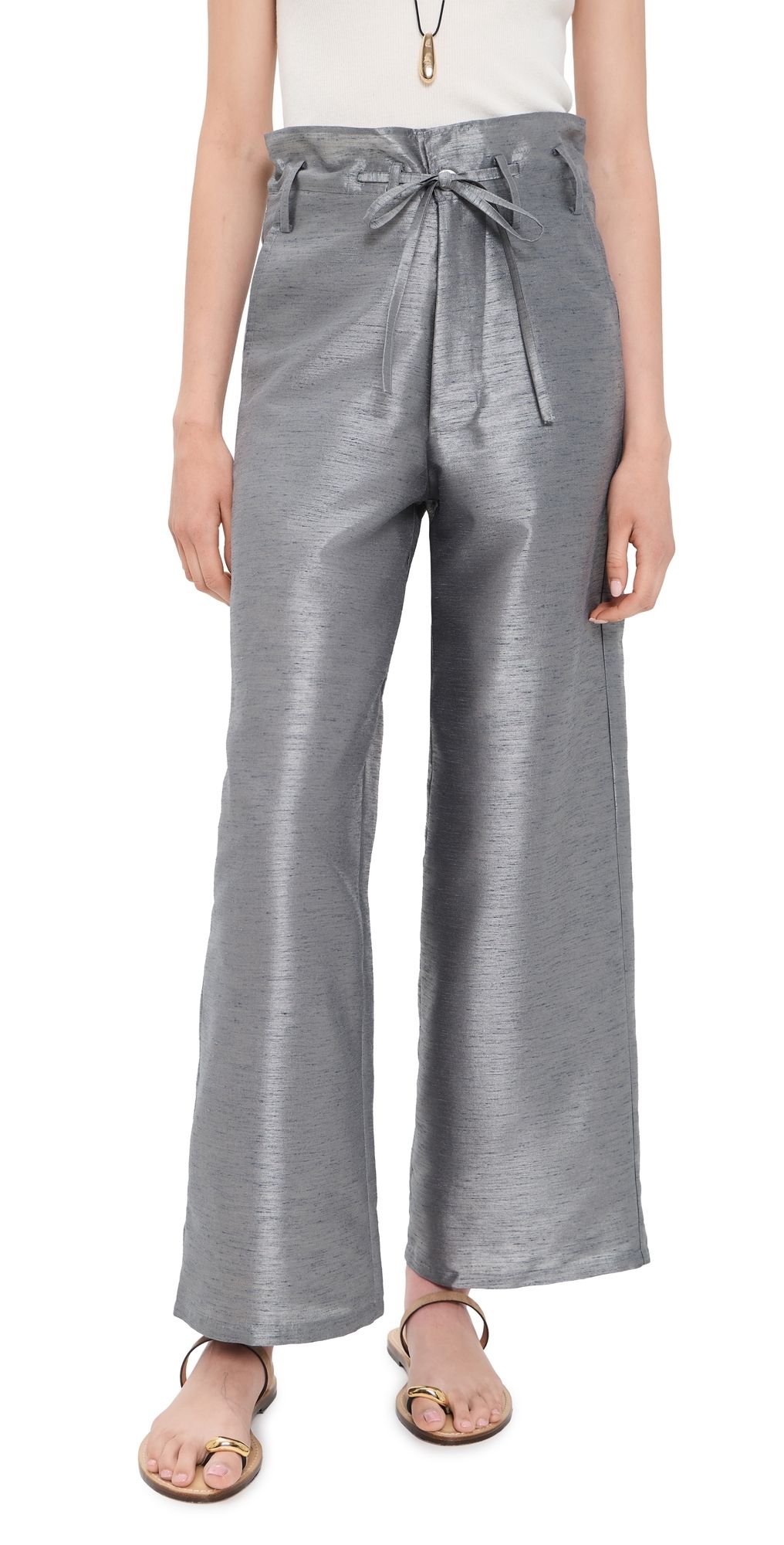 Chan Luu Techno Dupion Straight Leg Pants Steel 3