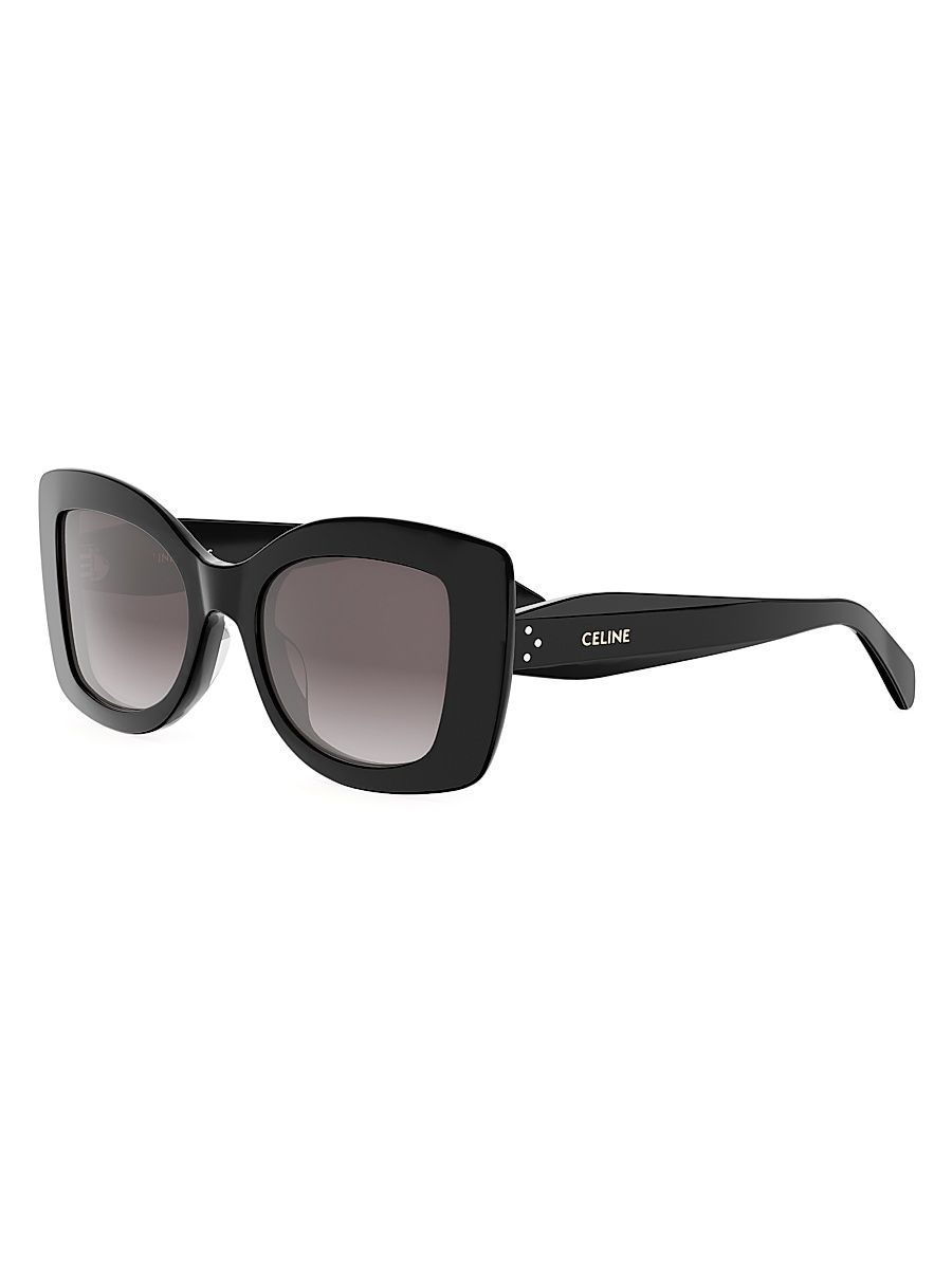 Women's Celine 3 Dots 52MM Geometric Sunglasses - Shiny Black Gradient Roviex