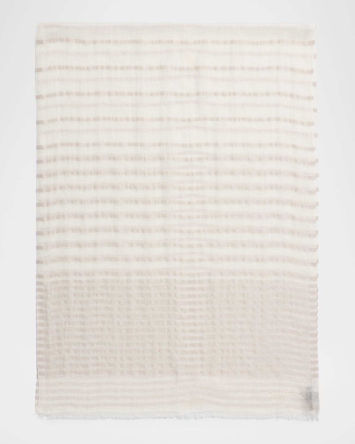Striped Linen-Cotton Jacquard Stole, 80" x 28"