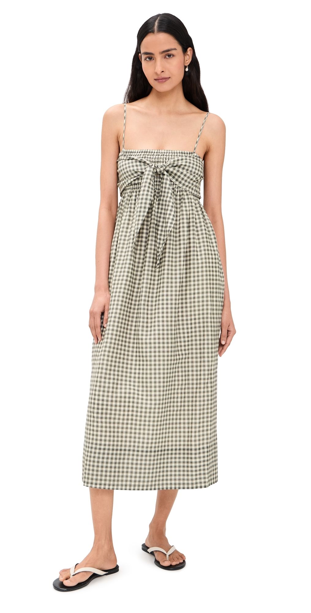 Vince Tie Smocked Cami Dress Off White/Smoke L