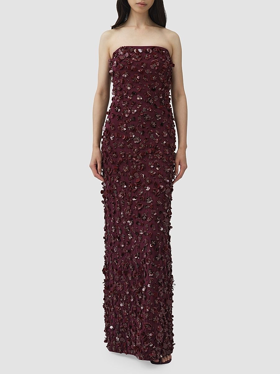 Women's Serafina Embellished Strapless Column Gown - Fig - Size 14