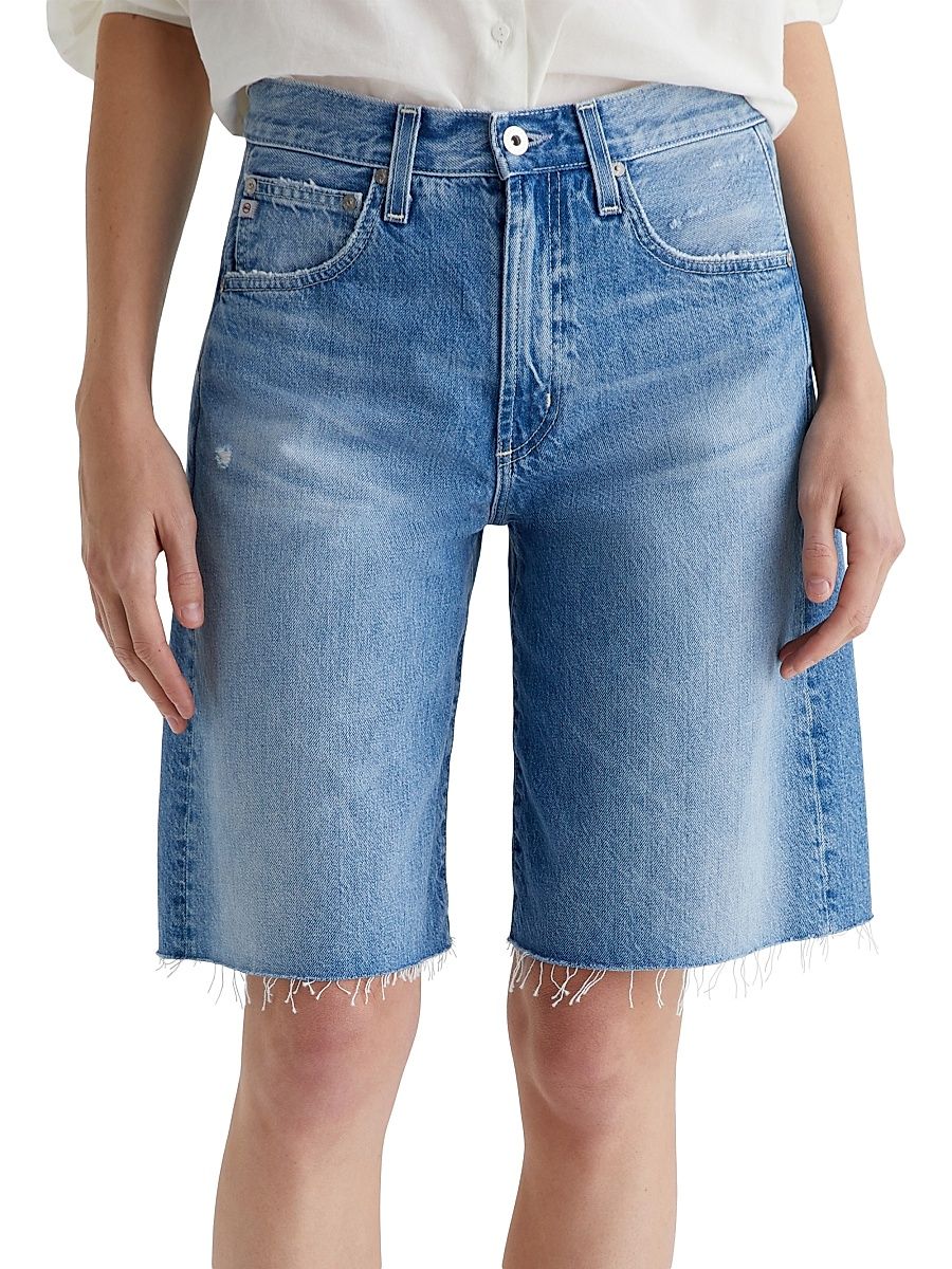 Women's Hattie Distressed Cotton Raw-Edge Shorts - Seventeen Years Divergent - Size 31