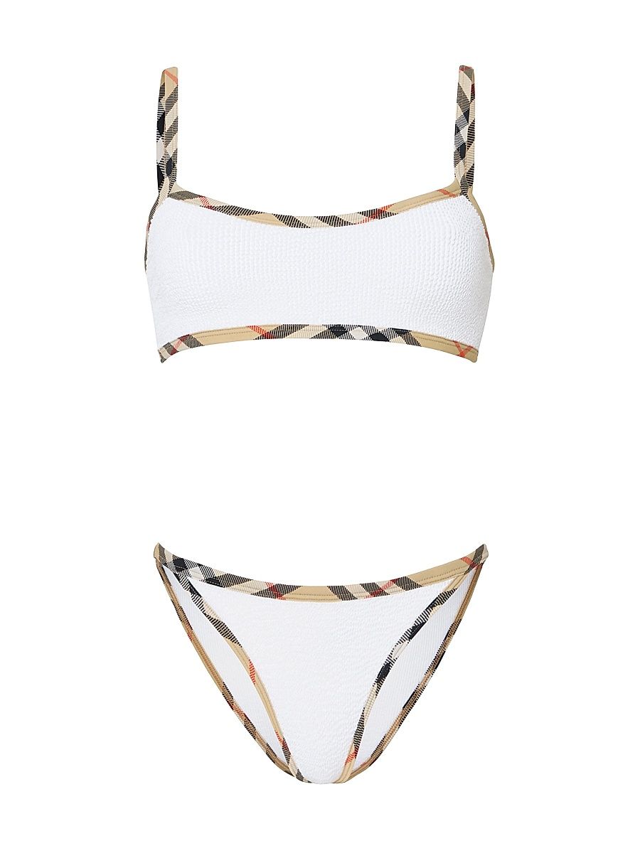 Women's Tyler Check Trim Bikini - White