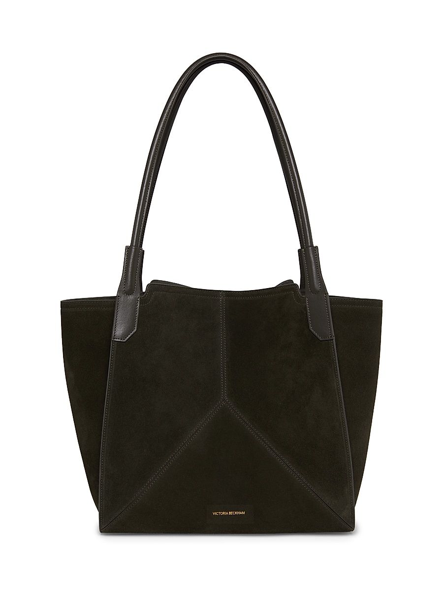 Women's Victoria Small Suede Tote Bag - Dark Olive