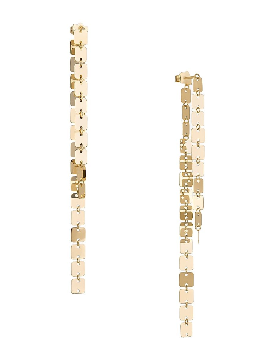 Women's 14K Yellow Gold Laser Front-To-Back Drop Earrings - Yellow Gold