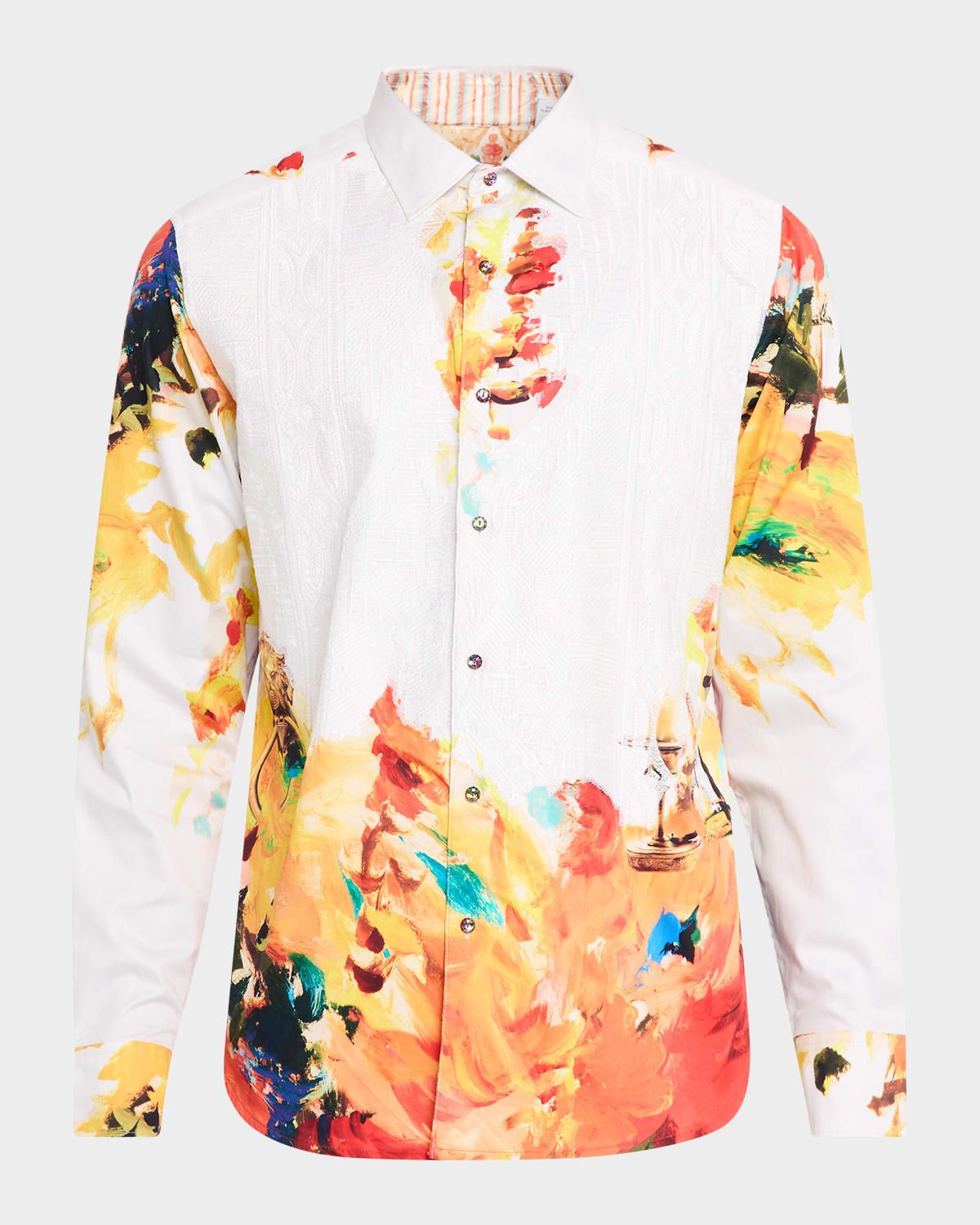 Men & apos;s Cotton Brushstroke Embroidered Sport Shirt