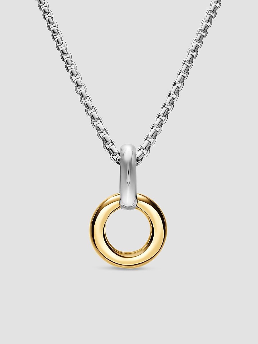 Women's Amulet Holder in Sterling Silver with 14K Yellow Gold, 20.3MM - Silver