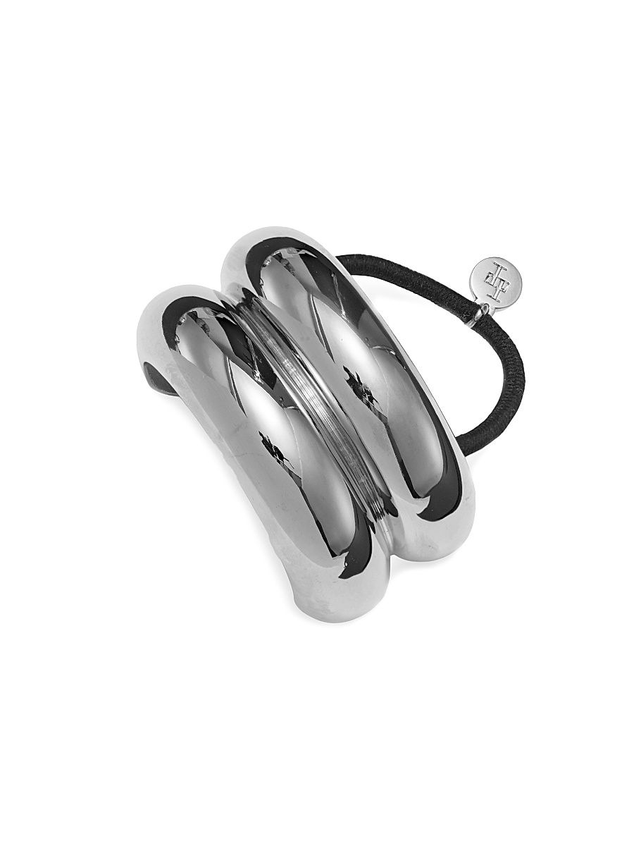 Women's Glossy Double Arch Ponytail Band - Rhodium