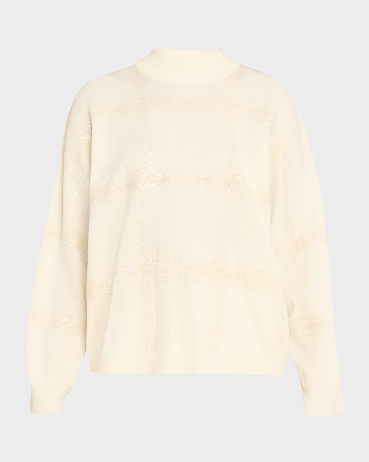Prince Of Wales Pailette Wool-Cashmere Sweater