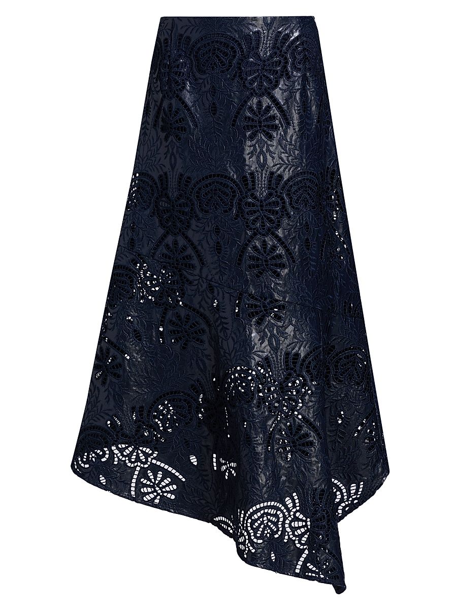 Women's Casey Faux-Leather Midi-Skirt - Naval - Size 12