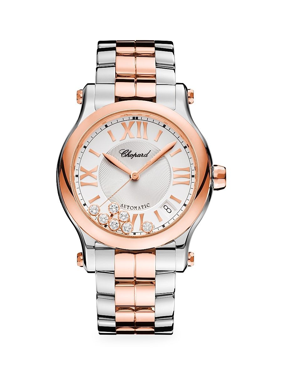 Women's Happy Sport 18K Rose Gold, Stainless Steel & Diamond Bracelet Watch - Rose Gold