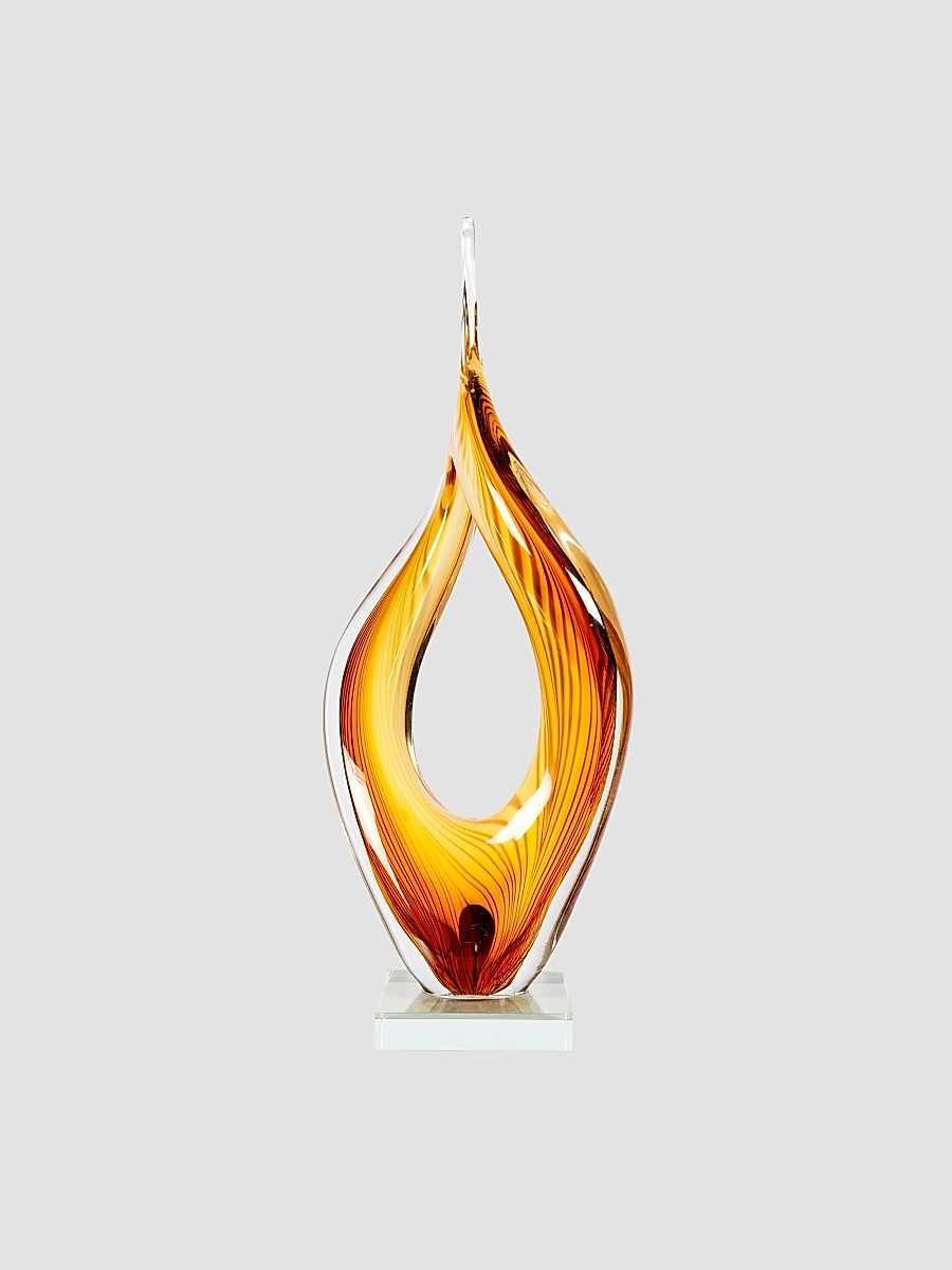 Golden Flame Glass Sculpture - Multi