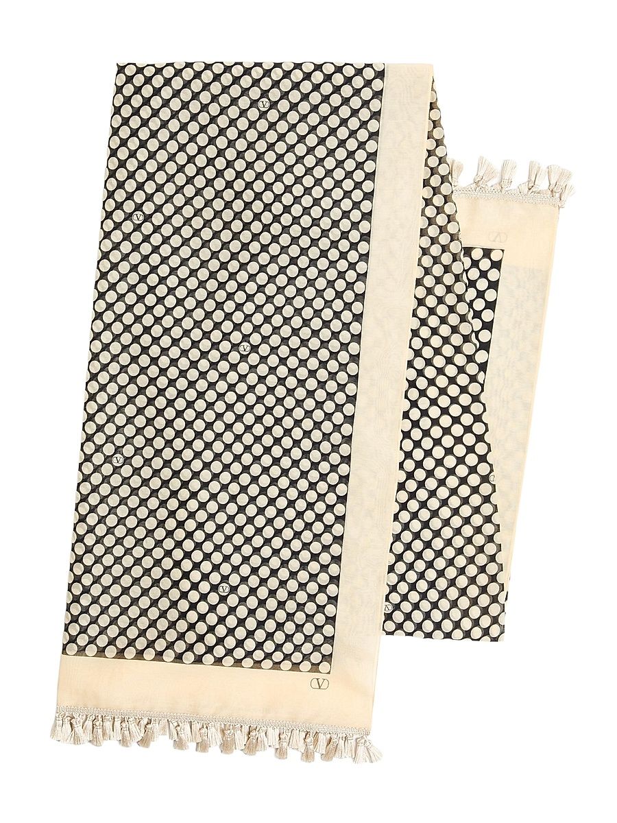 Women's Escape Pareo in Cotton and Silk with Polka Dot Print - Black Butter