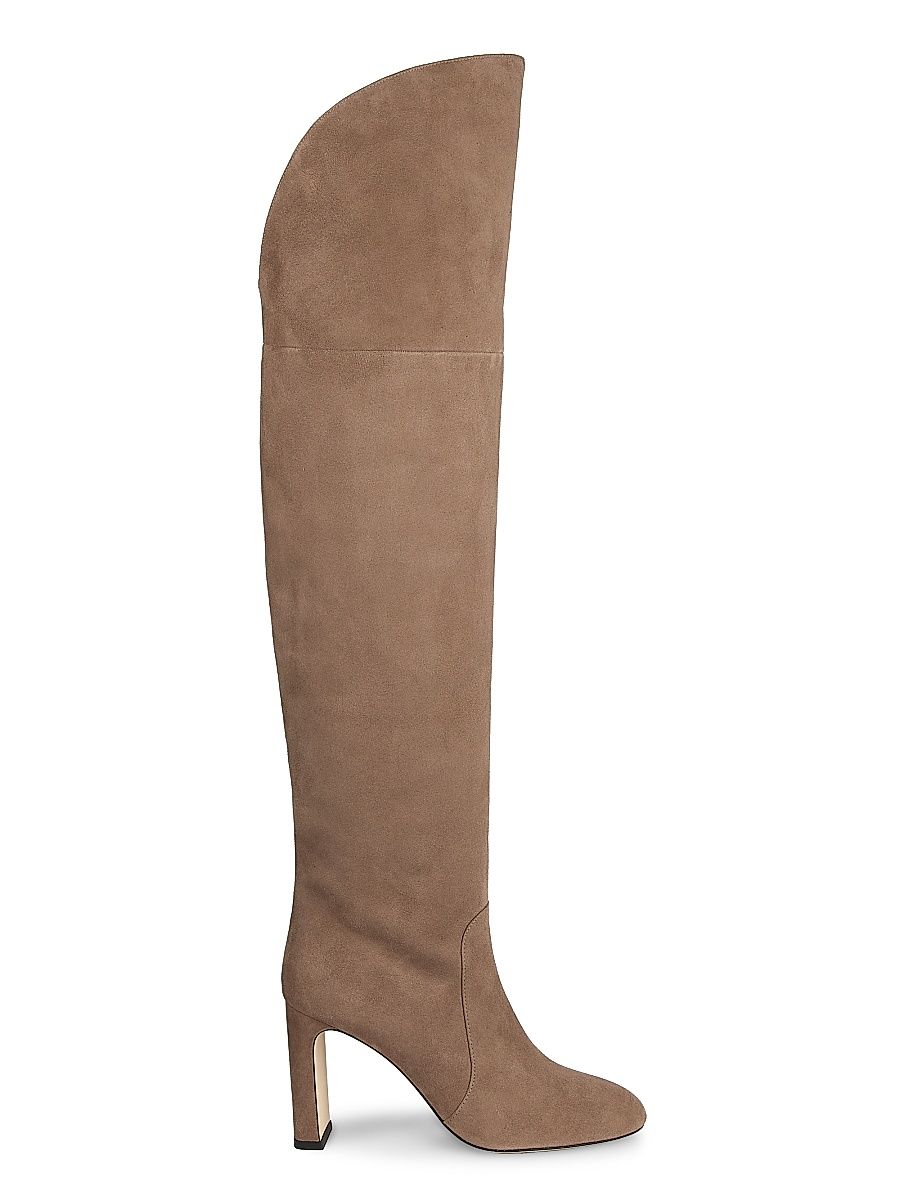 Women's Babette 85MM Suede Over-The-Knee Boots - Taupe - Size 9.5