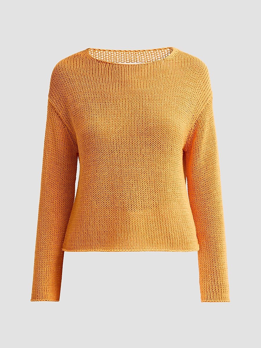 Vince Women's Coated Stretch-Cotton Knit Sweater - Tangerine - Size Small