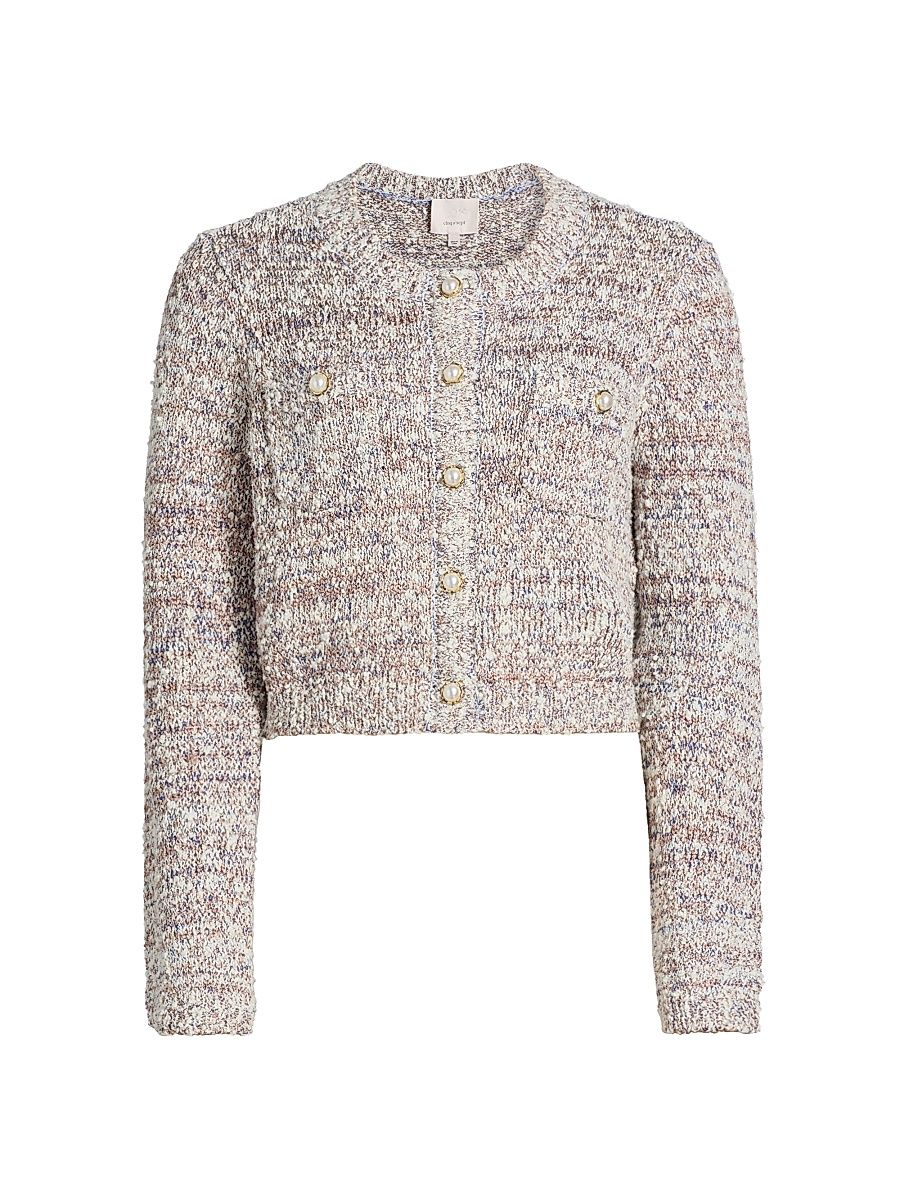 Women's Kori Cotton-Blend Bouclé Cardigan - Mocha Iris Marl - Size Medium