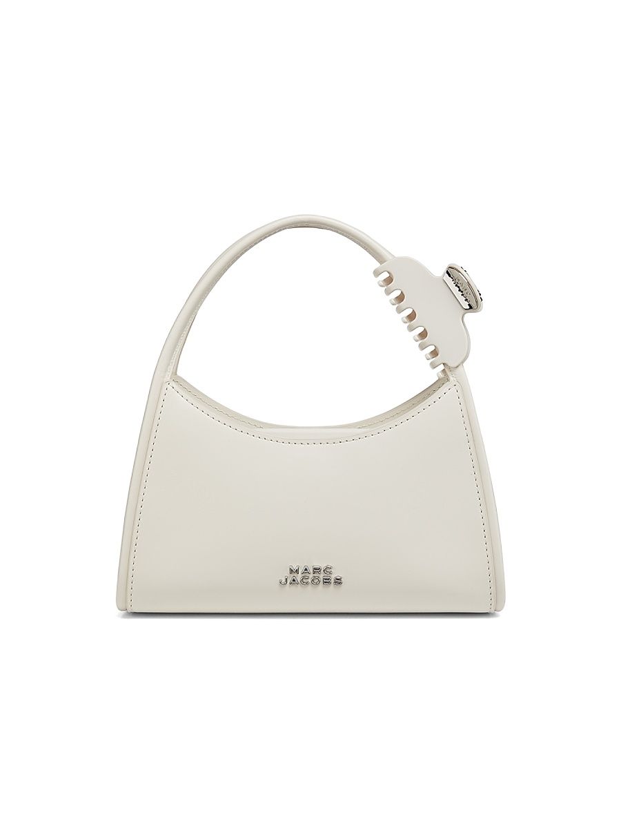 Women's The Glam Claw Clip Leather Top Handle Bag - Cotton White