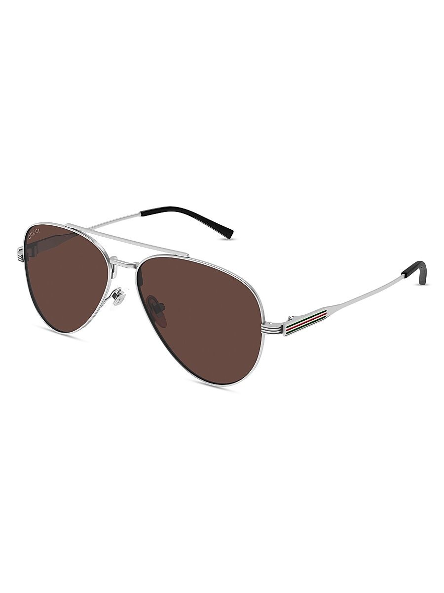 Men's 57MM Pilot Sunglasses - Ruthenium Brown