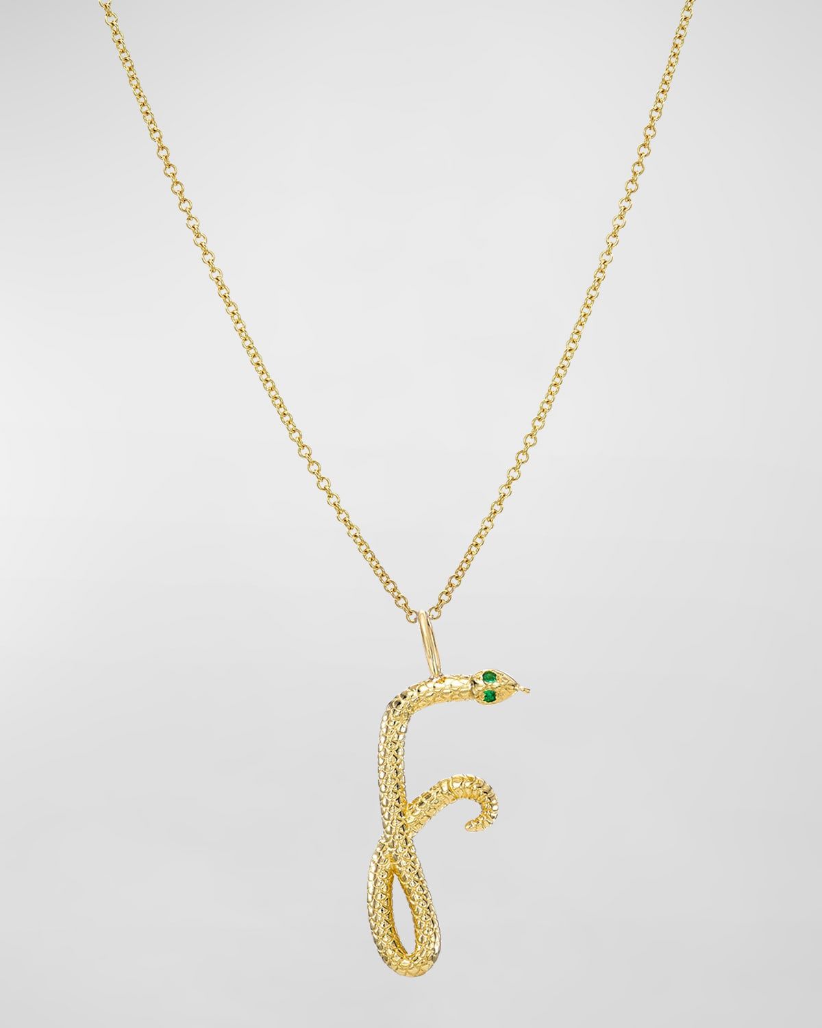14K Gold Snake Initial Necklace