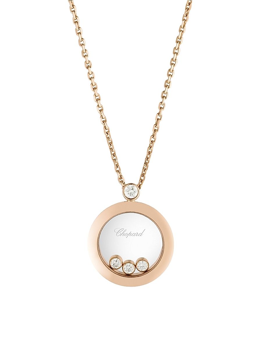 Happy Diamonds 18K Rose Gold & Diamond Round Pendant Necklace - Rose Gold