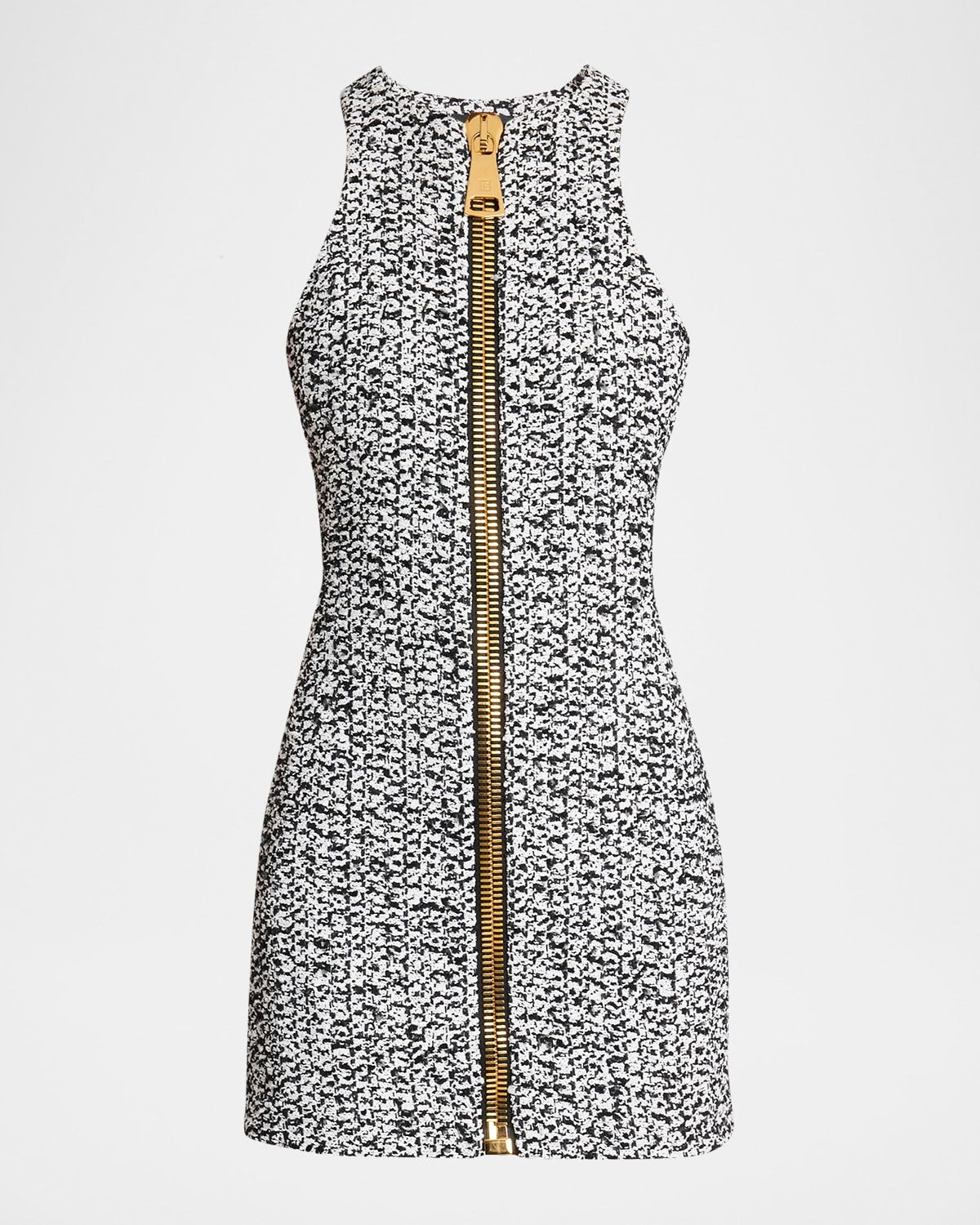 Zipped Tweed Mini Dress