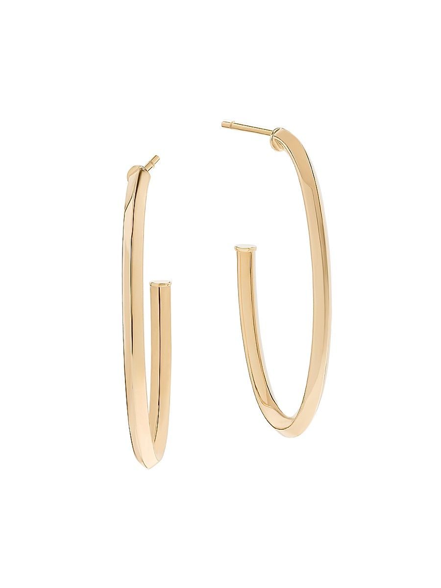 Women's 14K Yellow Gold Oval Hoop Earrings - Yellow Gold