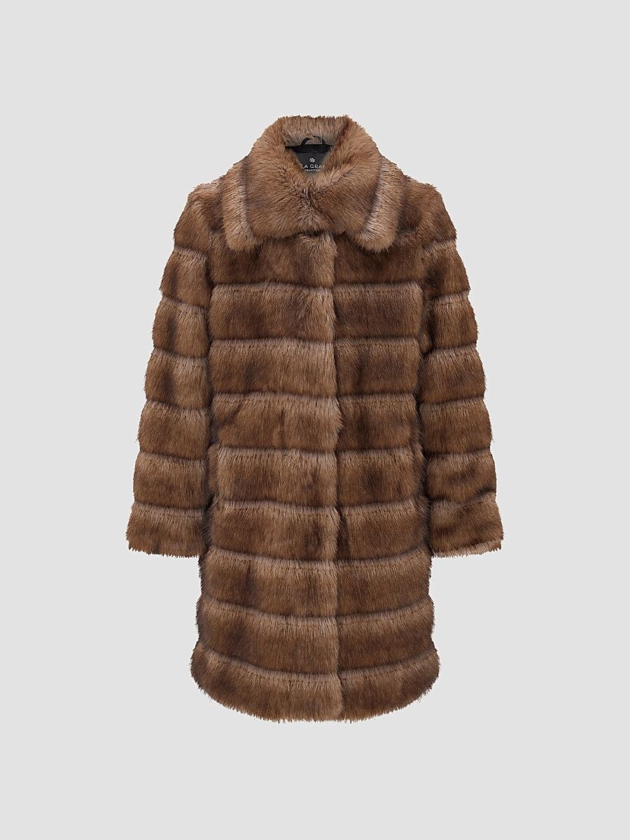 Lyla Grant Women's Faux Fur Sable Short Coat - Brown - Size XL