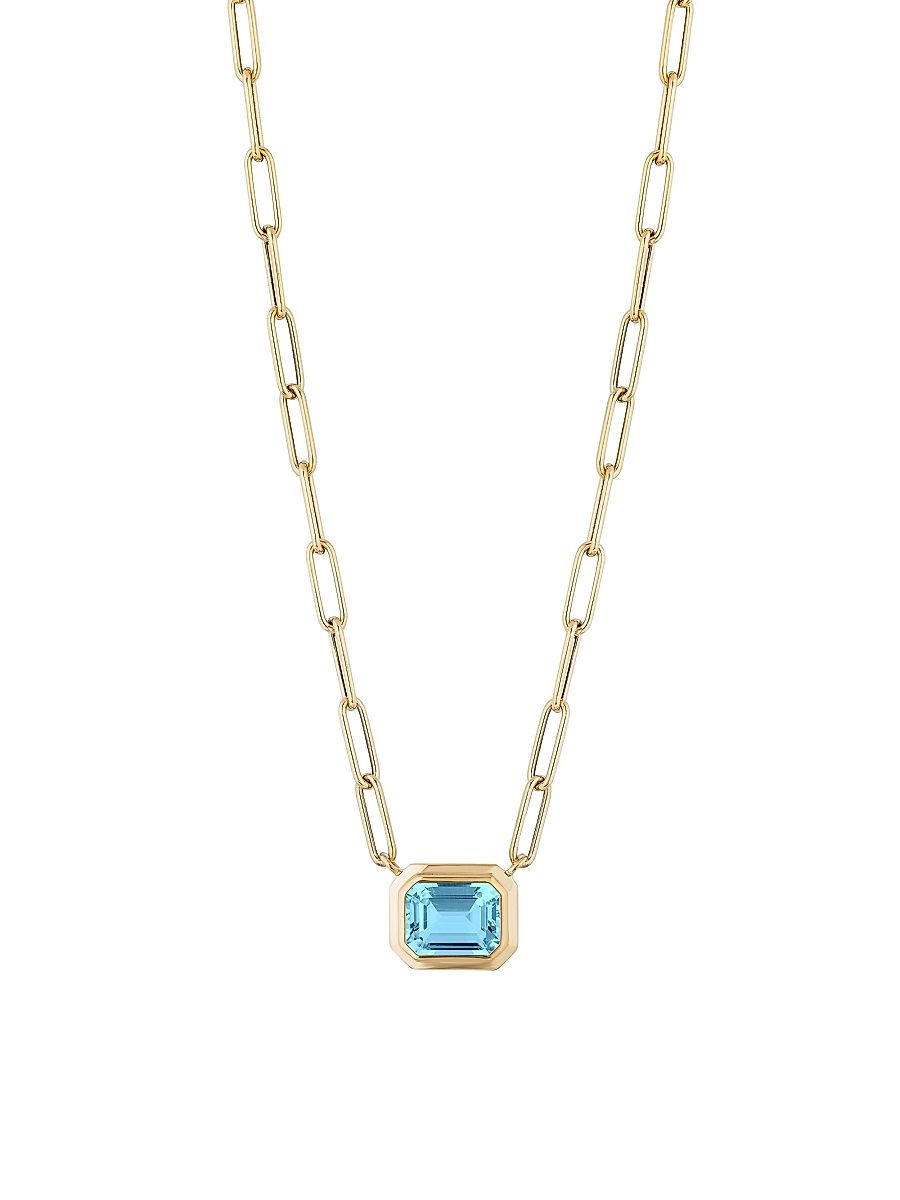 Women's Manhattan 18K Gold & Blue Topaz Pendant Necklace - Yellow Gold