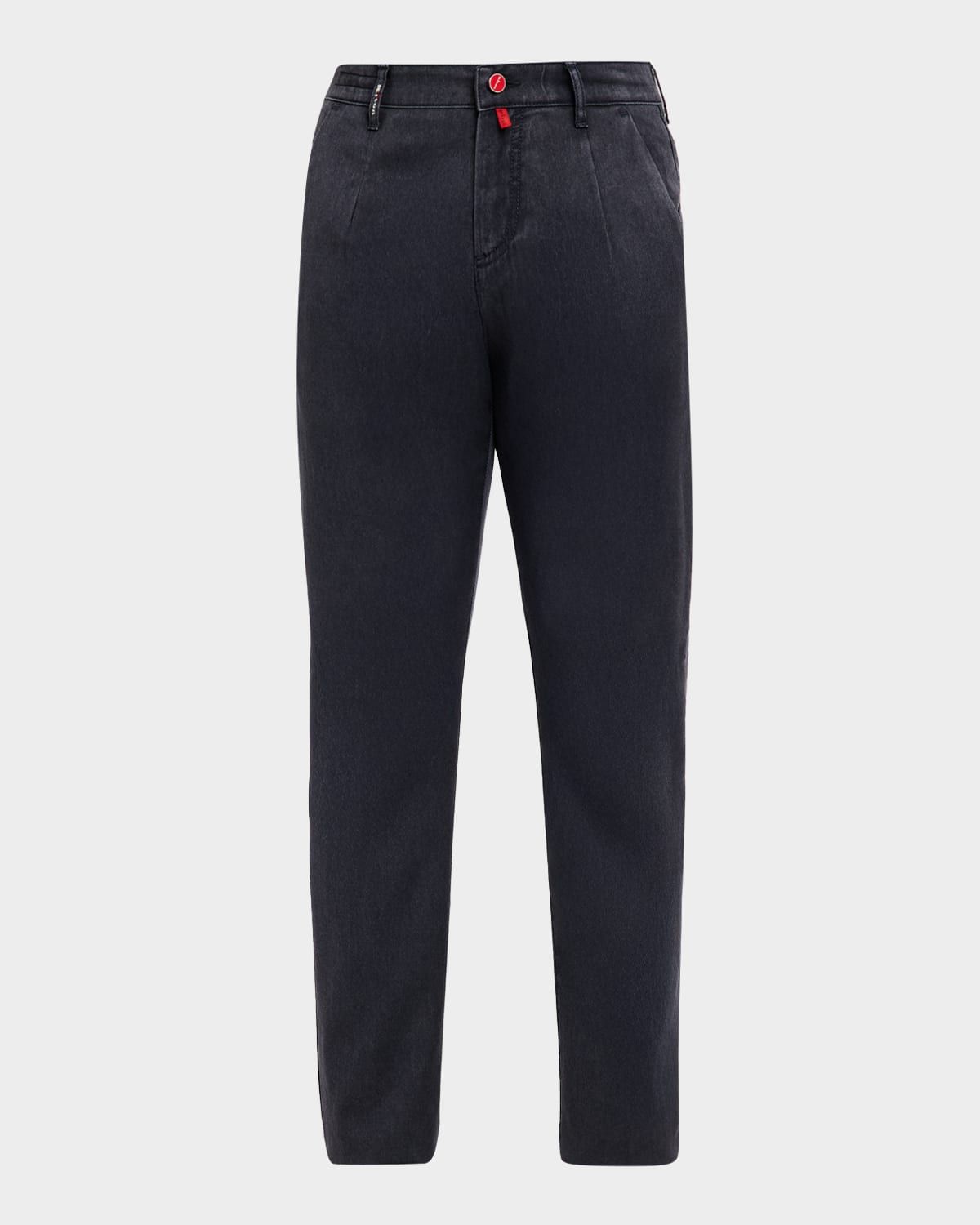 Men & apos;s Washed Wool Pleated Five-Pocket Pants