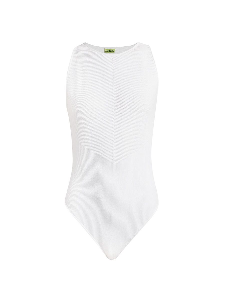 Women's Olmos Rib-Knit Bodysuit - White - Size XXL