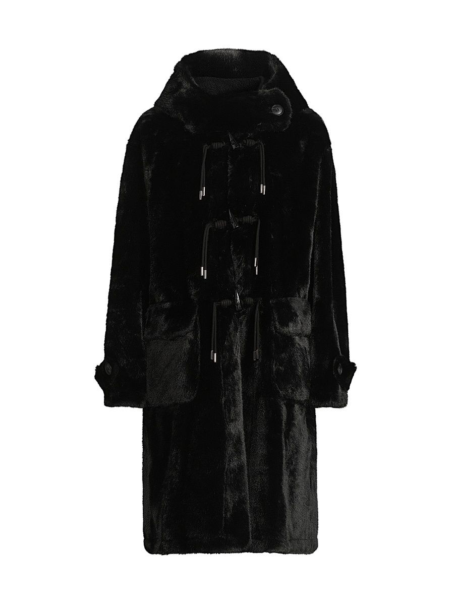 Women's Ariel Faux Fur Hooded Coat - Black - Size Small